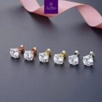 round-cut cubic zirconia stud earrings