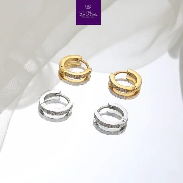 gold-plated sterling silver huggie hoop earrings